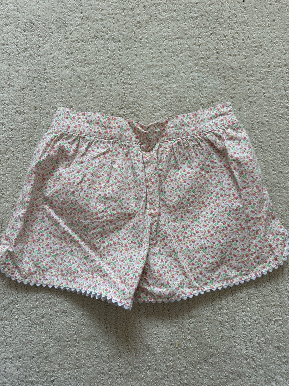 Girls' Floral Cotton Shorts in White and Pink